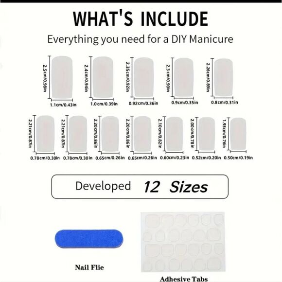 24pcs Square Press On Nails Medium White, Brown French Fake Nails - Picture 5 of 10